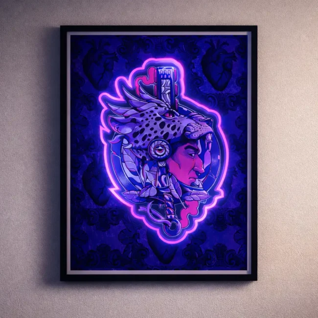 Plakat LED Shadowbox Jaguar – podświetlana dekoracja ścienna w czarnej ramie