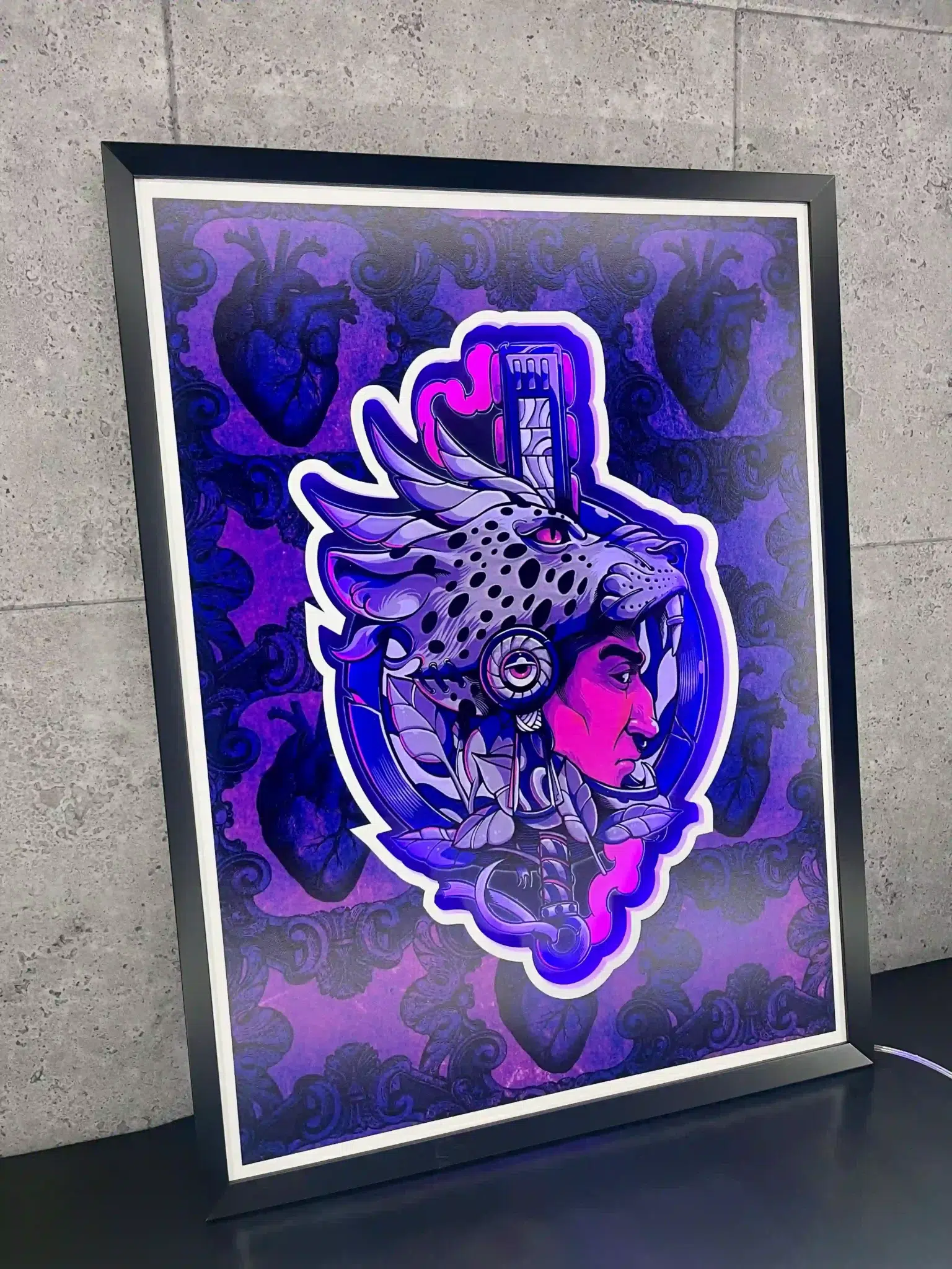 Plakat LED z grafiką Jaguara – dekoracja ścienna do nowoczesnego wnętrza